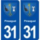 31 Pinsaguel blason ville autocollant plaque immatriculation département