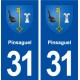 31 Pinsaguel blason ville autocollant plaque immatriculation département
