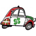 2 CV voitue Vasco de la etiqueta engomada de la etiqueta engomada adhesiva