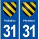 31 Péchabou escudo de armas de la ciudad de etiqueta, placa de la etiqueta engomada