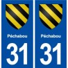 31 Péchabou stemma, città adesivo, adesivo piastra
