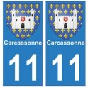 11 Carcassonne, la ciudad de la etiqueta engomada de la placa