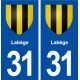 31 Labège blason ville autocollant plaque stickers