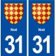 31 Noé blason ville autocollant plaque stickers