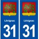 31 Lévignac blason ville autocollant plaque stickers