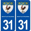 31 Sainte Foy de Peyrolières blason ville autocollant plaque stickers