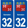 32 Samatan autocollant plaque
