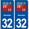 32 Samatan autocollant plaque