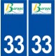 33 Barsac logo ville autocollant plaque stickers