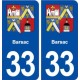 33 Barsac blason ville autocollant plaque stickers