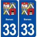 33 Barsac blason ville autocollant plaque stickers