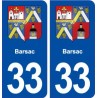 33 Barsac blason ville autocollant plaque stickers