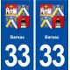33 Barsac blason ville autocollant plaque stickers