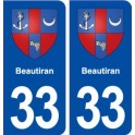 33 Beautiran blason ville autocollant plaque stickers