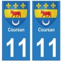 11 Coursan ville autocollant plaque