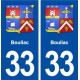33 Bouliac blason ville autocollant plaque stickers