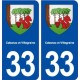 33 Cabanac et Villagrains blason ville autocollant plaque stickers