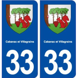 33 Cabanac et Villagrains blason ville autocollant plaque stickers