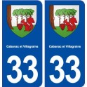 33 Cabanac et Villagrains blason ville autocollant plaque stickers