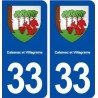 33 Cabanac et Villagrains blason ville autocollant plaque stickers