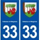 33 Cabanac et Villagrains blason ville autocollant plaque stickers
