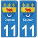 11 Coursan ville autocollant plaque