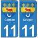 11 Coursan ville autocollant plaque