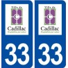 33 Cadillac logo ville autocollant plaque stickers