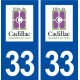 33 Cadillac logo ville autocollant plaque stickers