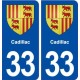 33 Cadillac blason ville autocollant plaque stickers