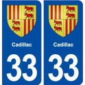 33 Cadillac blason ville autocollant plaque stickers