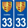 33 Cadillac blason ville autocollant plaque stickers