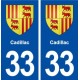 33 Cadillac blason ville autocollant plaque stickers