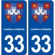 33 Castillon la Bataille blason ville autocollant plaque stickers