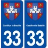 33 Castillon la Bataille blason ville autocollant plaque stickers