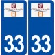 33 Castillon la Bataille logo ville autocollant plaque stickers