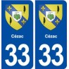 33 Cézac blason ville autocollant plaque stickers