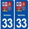 33 Martillac blason ville autocollant plaque stickers