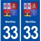 33 Martillac blason ville autocollant plaque stickers
