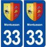 33 Montussan blason ville autocollant plaque stickers