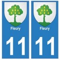 11 Fleury ville autocollant plaque
