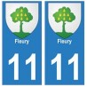 11 Fleury ville autocollant plaque