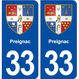 33 Preignac blason ville autocollant plaque stickers