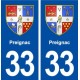 33 Preignac blason ville autocollant plaque stickers