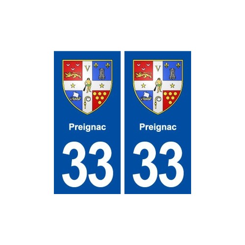 33 Preignac blason ville autocollant plaque stickers