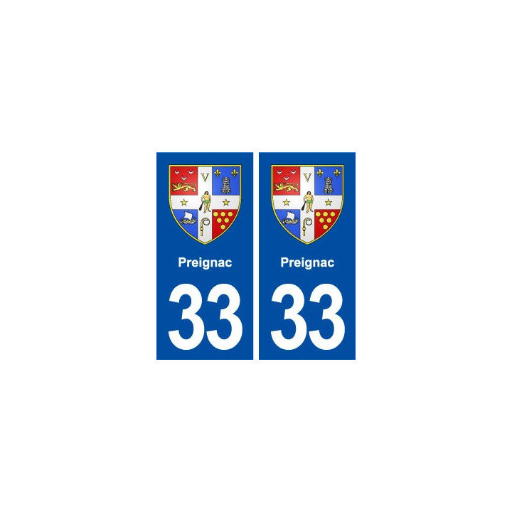 33 Preignac blason ville autocollant plaque stickers