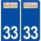 33 Sadirac logo ville autocollant plaque stickers