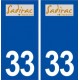 33 Sadirac logo ville autocollant plaque stickers
