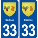 33 Sadirac blason ville autocollant plaque stickers