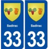33 Sadirac blason ville autocollant plaque stickers